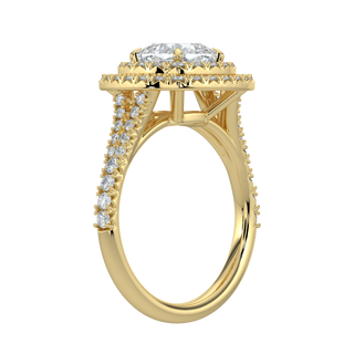 Dual Halo Solitaire Ring-Yellow Gold