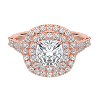 Dual Halo LGD Solitaire Ring-Rose Gold