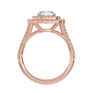Dual Halo Solitaire Ring-Rose Gold