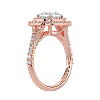 Dual Halo Solitaire Ring-Rose Gold