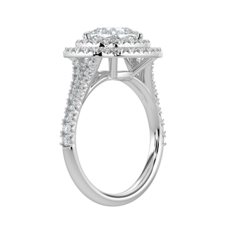 Dual Halo Solitaire Ring-White Gold
