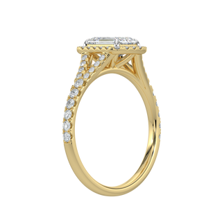 Emerald Halo Solitaire Ring-Yellow Gold