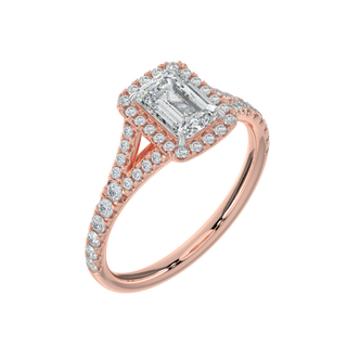 Emerald Halo LGD Solitaire Ring-Rose Gold