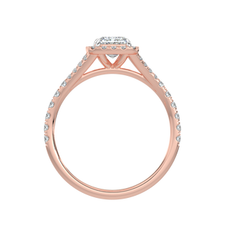 Emerald Halo Solitaire Ring-Rose Gold