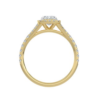 Emerald Halo LGD Solitaire Ring-Yellow Gold