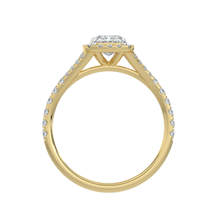 Emerald Halo Solitaire Ring-Yellow Gold