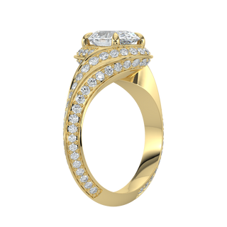 Wave Accent LGD Solitaire Ring-Yellow Gold