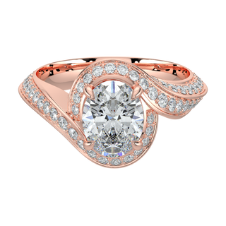 Wave Accent LGD Solitaire Ring-Rose Gold