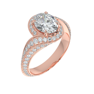 Wave Accent LGD Solitaire Ring-Rose Gold