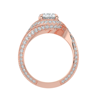 Wave Accent LGD Solitaire Ring-Rose Gold