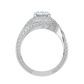 Wave Accent LGD Solitaire Ring-White Gold