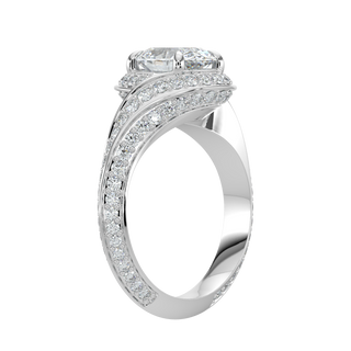 Wave Accent LGD Solitaire Ring-White Gold