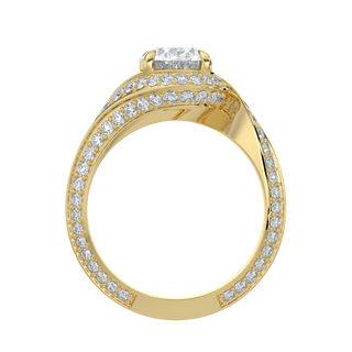 Wave Accent LGD Solitaire Ring-Yellow Gold