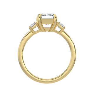 Three Stone Emerald LGD Solitaire Ring-Yellow Gold