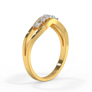 Wave Diamonds Ring-Yellow Gold