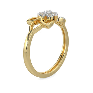 Flower Leaf Diamond Ring-Yellow Gold