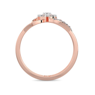 Flower Leaf Diamond Ring-Rose Gold