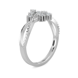 Flower Flame Ring-White Gold