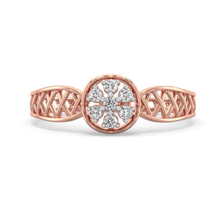 Subtle Mesh Diamond Ring-Rose Gold