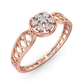 Subtle Mesh Diamond Ring-Rose Gold