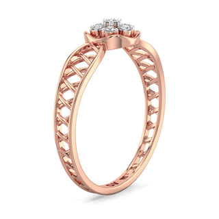 Subtle Mesh Diamond Ring-Rose Gold