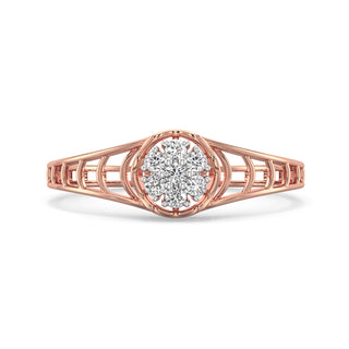 Glistening Halo Mesh Diamond Ring-Rose Gold