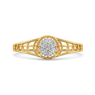 Glistening Halo Mesh Diamond Ring-Yellow Gold