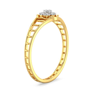 Glistening Halo Mesh Diamond Ring-Yellow Gold