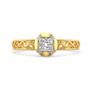 Soft Gleam Mesh Diamond Ring-Yellow Gold