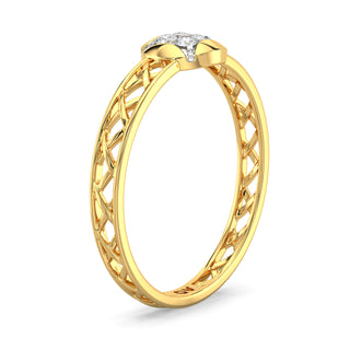 Soft Gleam Mesh Diamond Ring-Yellow Gold