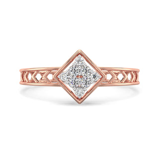 Chic Cubes Mesh Diamond Ring-Rose Gold