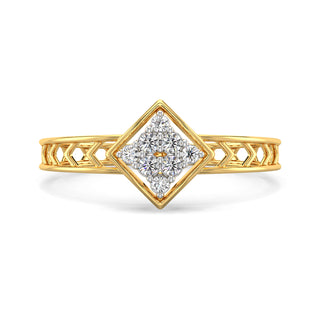 Chic Cubes Mesh Diamond Ring-Yellow Gold