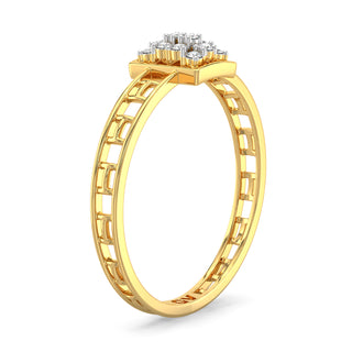 Accent Mesh Diamond Ring-Yellow Gold