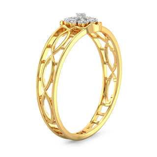 Sleek Squares Mesh Diamond Ring-Yellow Gold