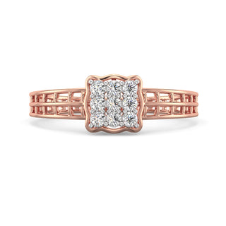 Sleek Squares Mesh Diamond Ring-Rose Gold