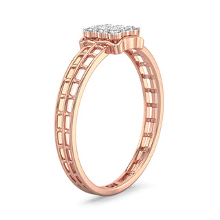 Sleek Squares Mesh Diamond Ring-Rose Gold