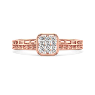 Cubic Sparkle Mesh Diamond Ring-Rose Gold