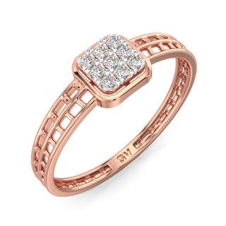 Cubic Sparkle Mesh Diamond Ring-Rose Gold