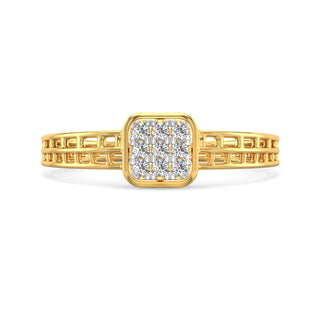 Cubic Sparkle Mesh Diamond Ring-Yellow Gold