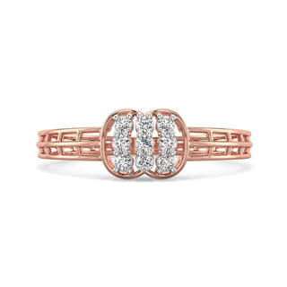 Twin Mesh Diamond Ring-Rose Gold