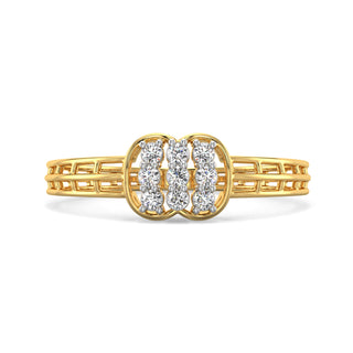 Twin Mesh Diamond Ring-Yellow Gold