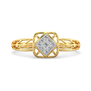 Rhombus Mesh Diamond Ring-Yellow Gold