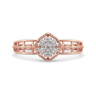 Gilded Mesh Diamond Ring-Rose Gold