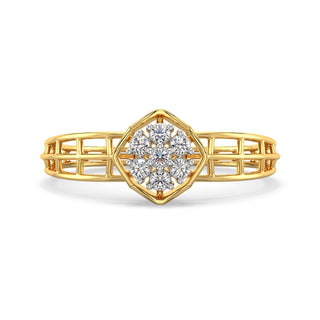 Gilded Mesh Diamond Ring-Yellow Gold