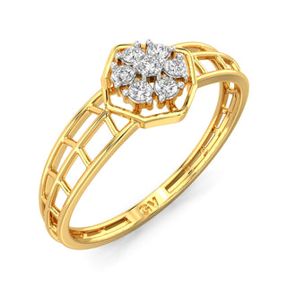 Gilded Mesh Diamond Ring-Yellow Gold