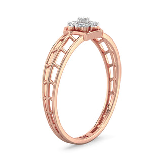 Gilded Mesh Diamond Ring-Rose Gold