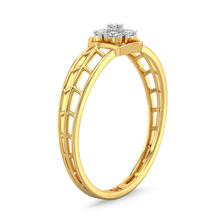 Gilded Mesh Diamond Ring-Yellow Gold