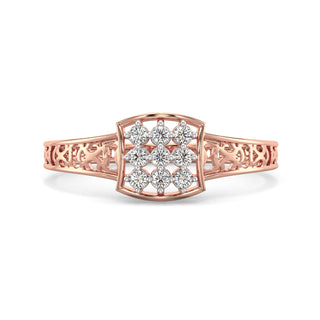 Stellar Net Mesh Diamond Ring-Rose Gold