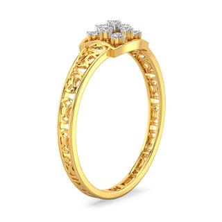 Stellar Net Mesh Diamond Ring-Yellow Gold