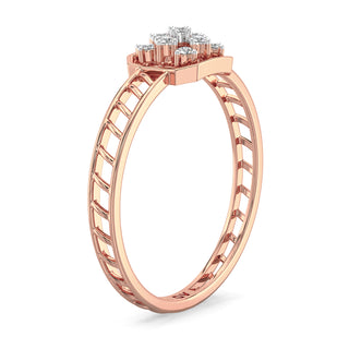 Grid Mesh Diamond Ring-Rose Gold